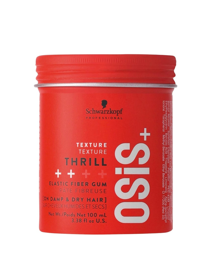 OSiS+ Thrill Fibre Gum – Medium Hold Flexible Style Control, 3.38 Oz – Bendable and Moldable Texturizing – Mega-Fibers and Natural Carnauba Wax for Long-Lasting Separation and Shine