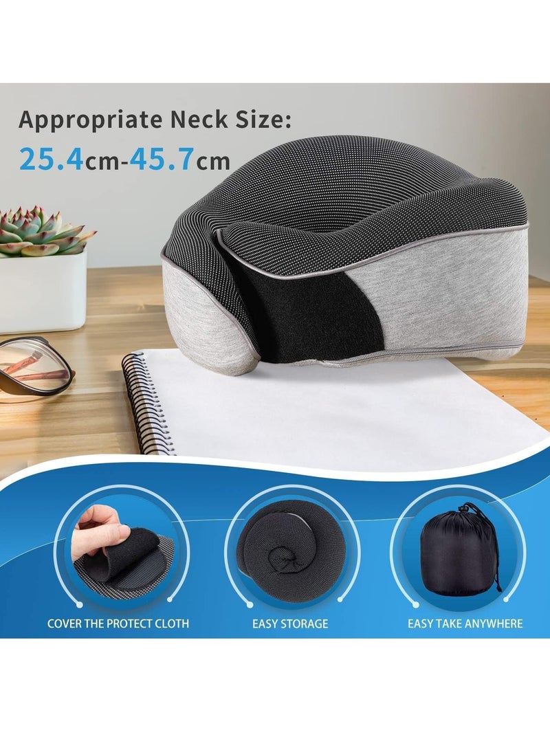 Neck Pillow Memory Foam Travel Neck Pillow with Washable Cover Portable Travel Neck Pillow for Traveling Car Home Office Pain Relief Sleeping Neck Pillows (U-shaped Pillow Black)