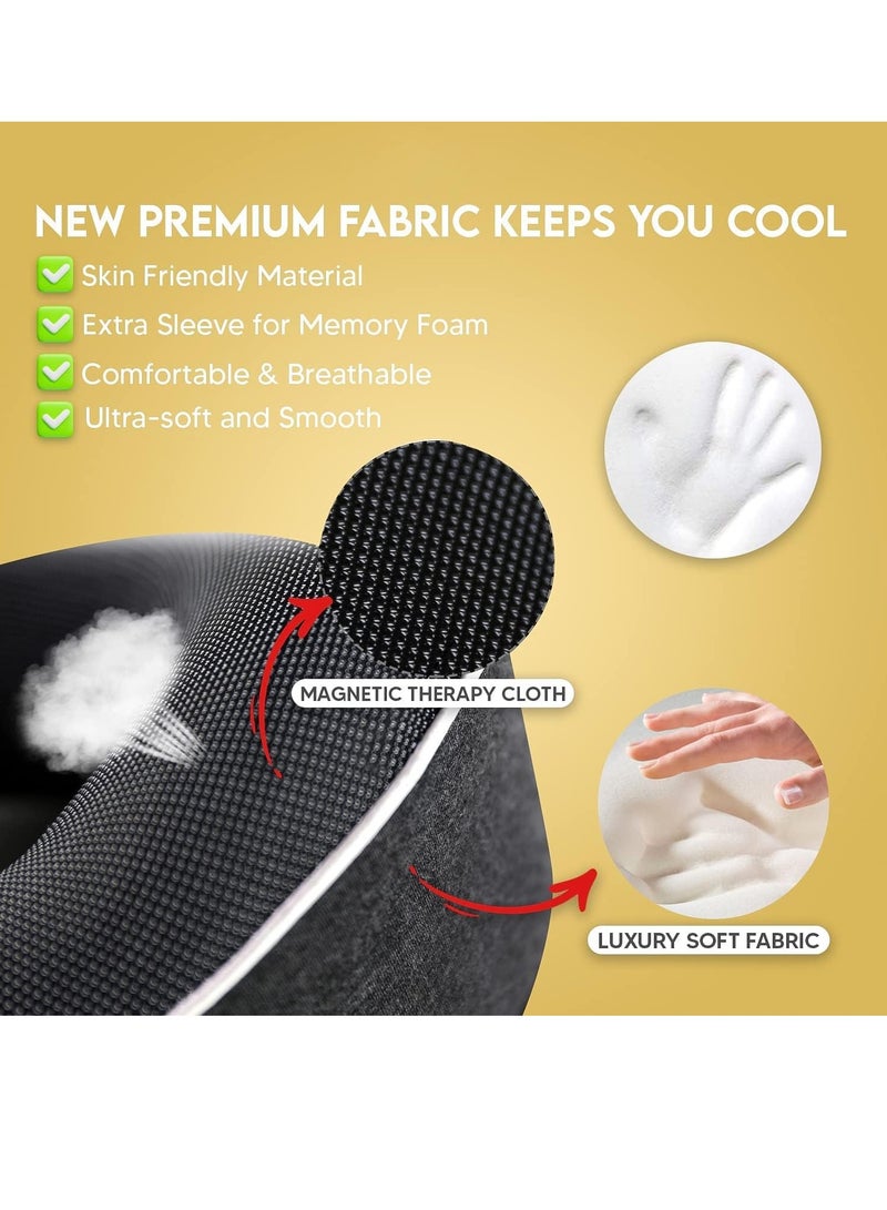 Neck Pillow Memory Foam Travel Neck Pillow with Washable Cover Portable Travel Neck Pillow for Traveling Car Home Office Pain Relief Sleeping Neck Pillows (U-shaped Pillow Black)