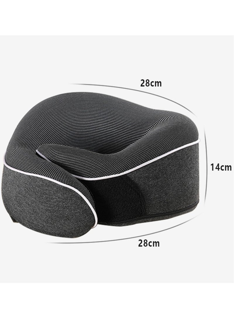 Neck Pillow Memory Foam Travel Neck Pillow with Washable Cover Portable Travel Neck Pillow for Traveling Car Home Office Pain Relief Sleeping Neck Pillows (U-shaped Pillow Black)