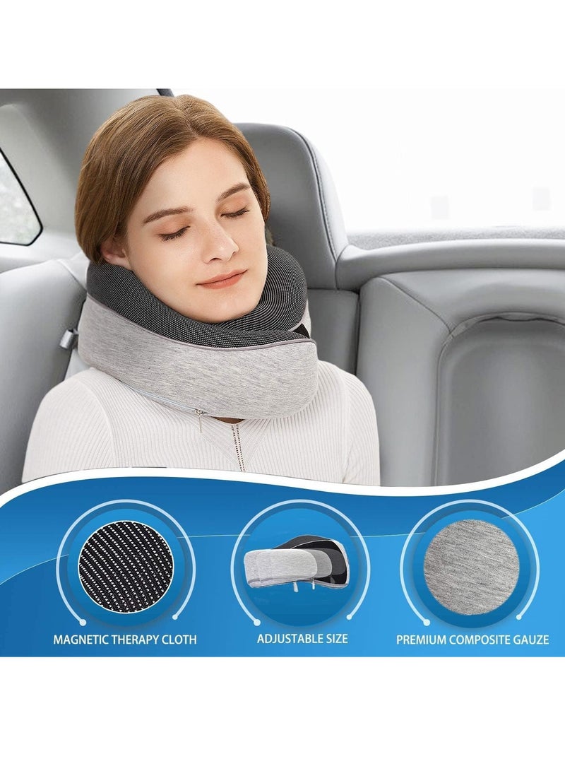 Neck Pillow Memory Foam Travel Neck Pillow with Washable Cover Portable Travel Neck Pillow for Traveling Car Home Office Pain Relief Sleeping Neck Pillows (U-shaped Pillow Black)