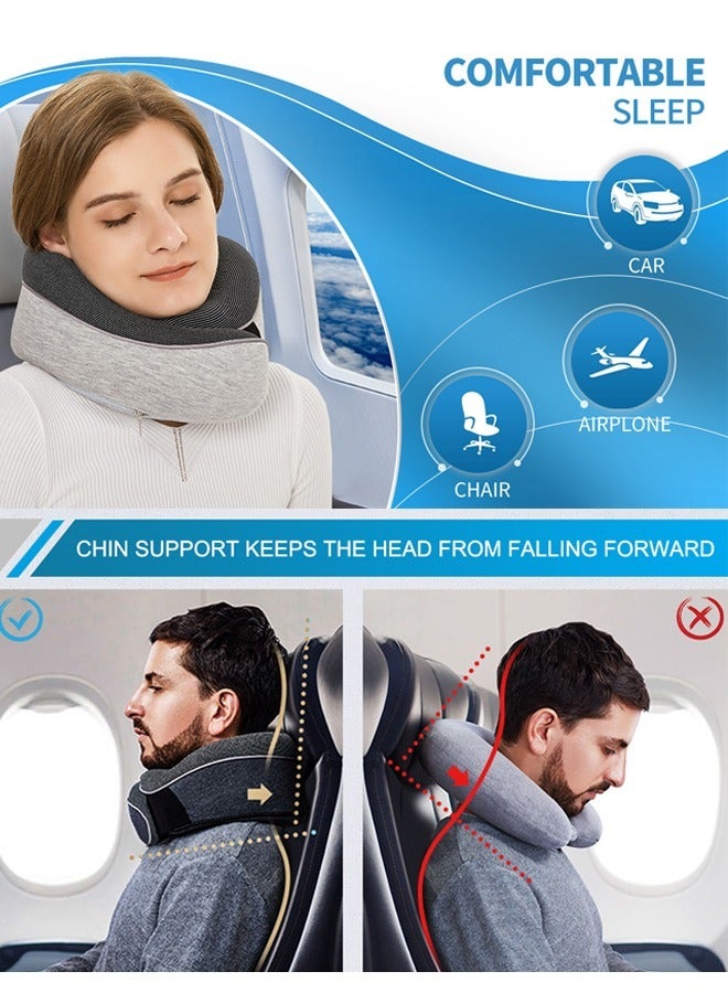 Neck Pillow Memory Foam Travel Neck Pillow with Washable Cover Portable Travel Neck Pillow for Traveling Car Home Office Pain Relief Sleeping Neck Pillows (U-shaped Pillow Black)