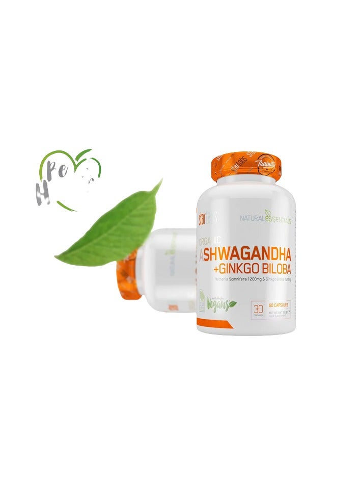 STARLABS ASHWAGANDA + GINKGO BILOBA 60 Capsules (50.3g)