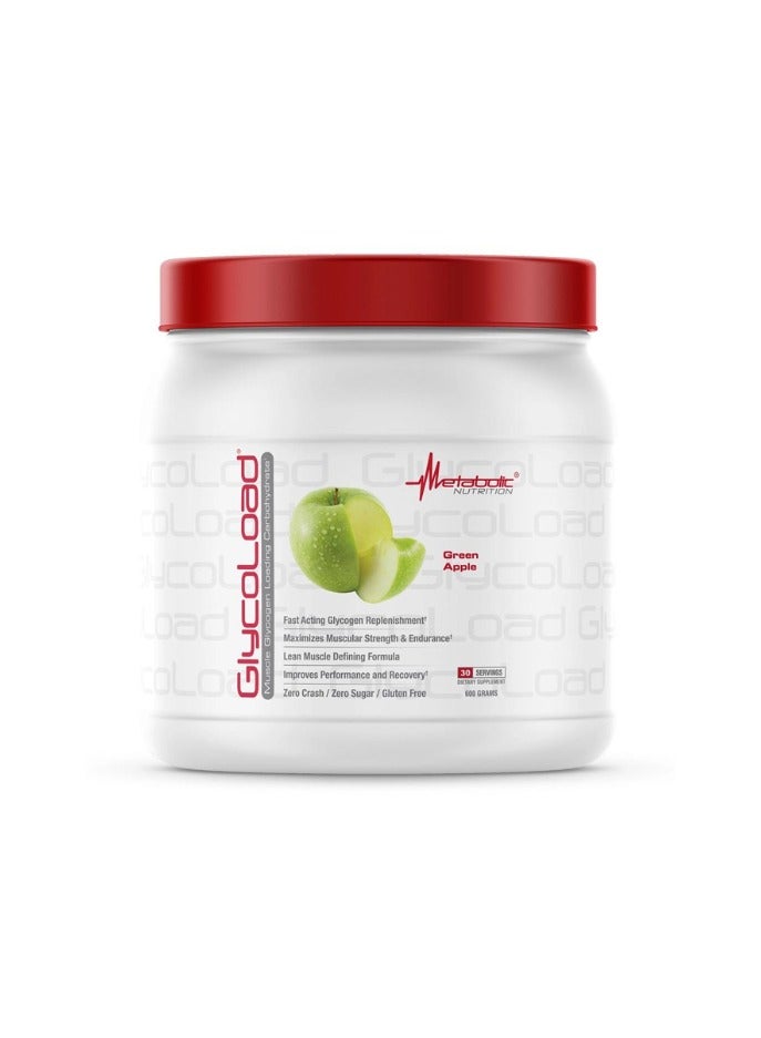 Glycoload, 100% Micronized Cyclic Cluster Dextrin Carbohydrate Powder, Muscle Glycogen Loading Carbohydrate 600g  Green Apple