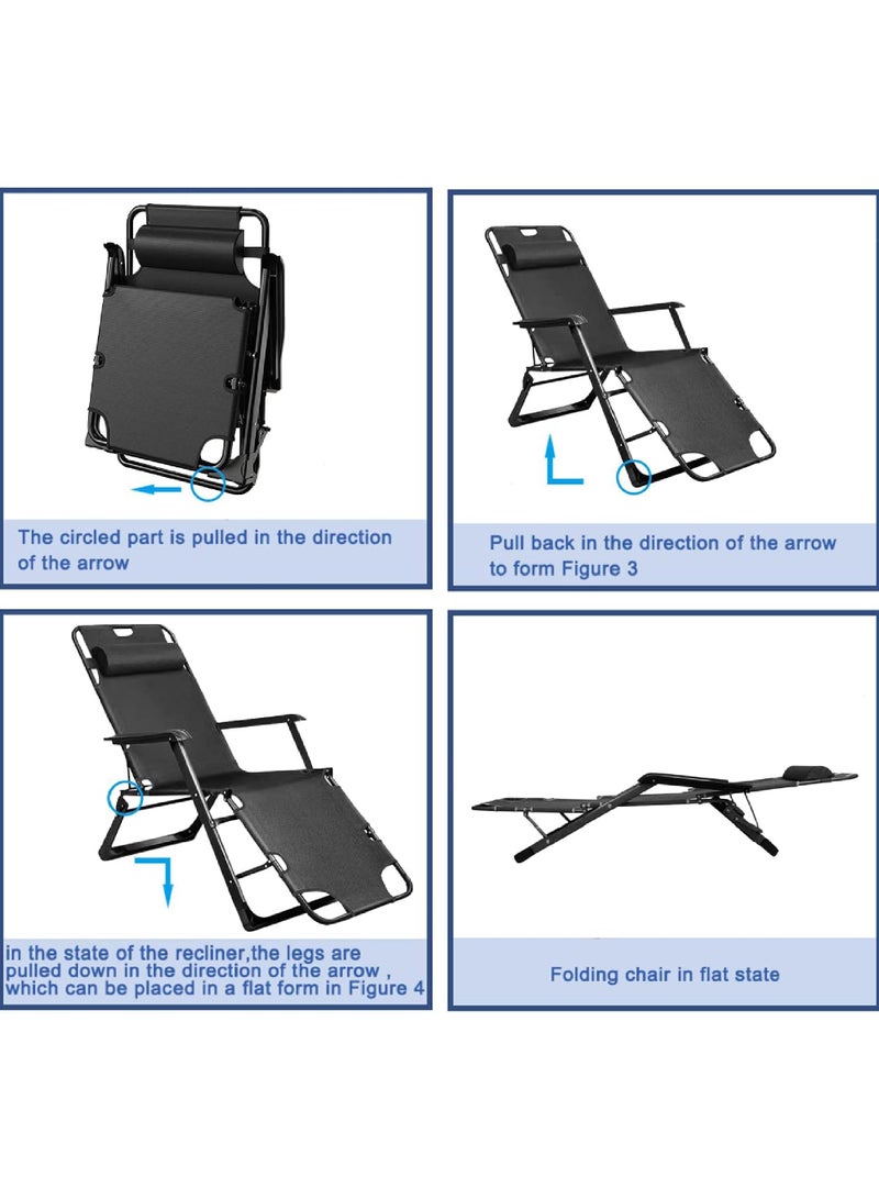 Folding Chaise Lounge Chair Outdoor Patio Pool Beach Lawn Recliner Reclining Zero Gravity Lounge Chair Beach Sunbath Chair
