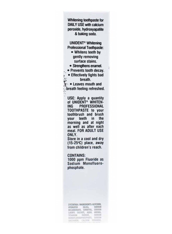 Unident Whitening Professional Toothpaste - Daily Whitening and Enamel Strengthening 100 ML