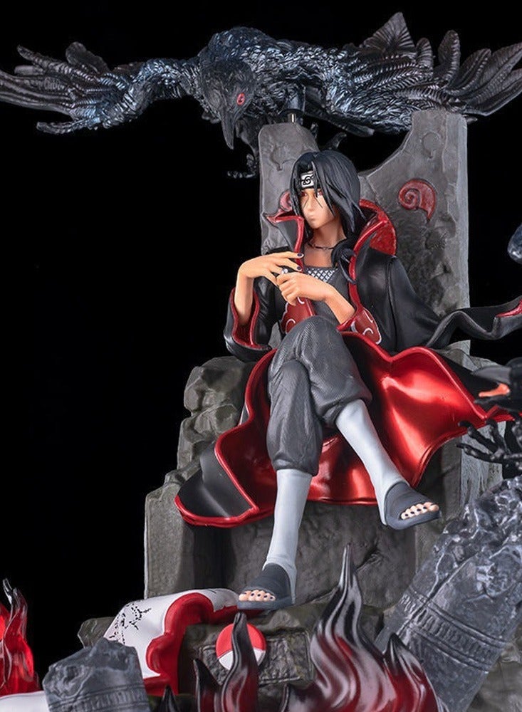 Naruto Throne Itachi Crow Itachi Super Handsome Sitting Scene Statue Anime Character Model Hand-made Dolls Around Dolls Ornaments