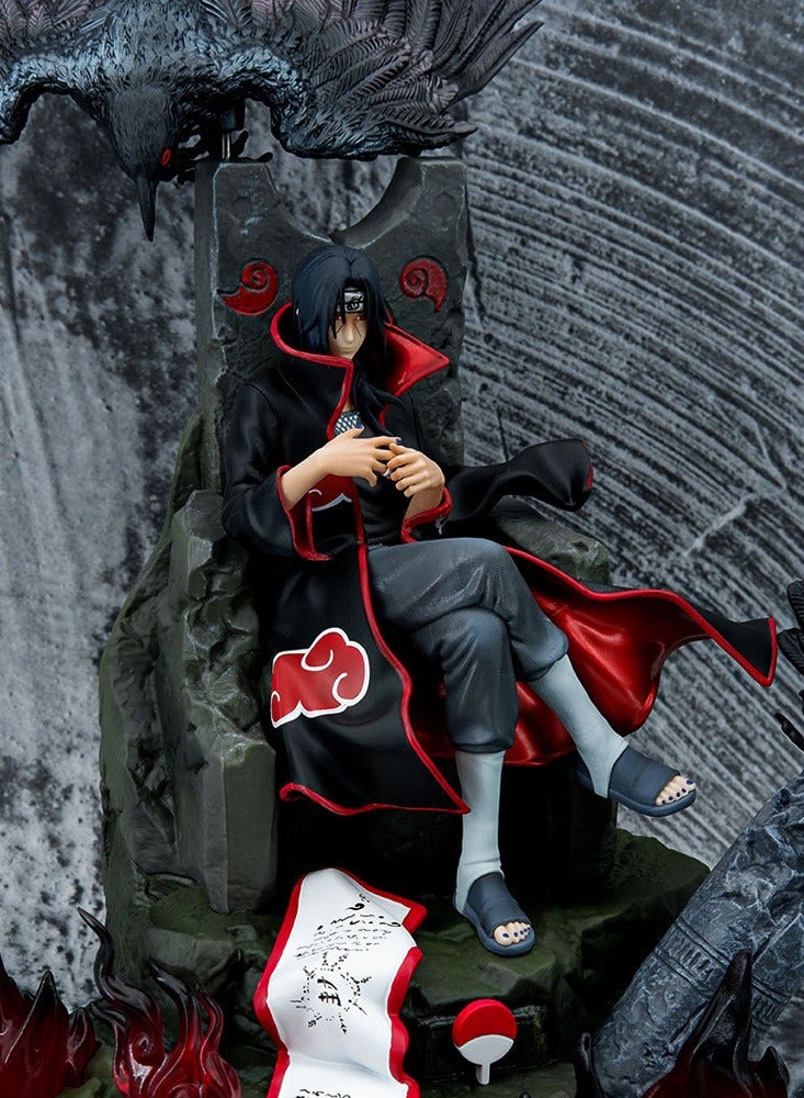 Naruto Throne Itachi Crow Itachi Super Handsome Sitting Scene Statue Anime Character Model Hand-made Dolls Around Dolls Ornaments
