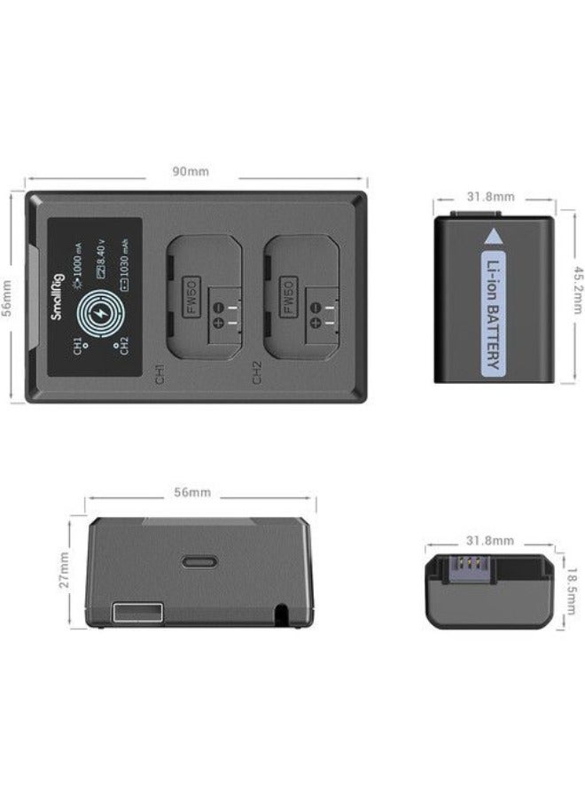 SmallRig NP-FW50 2-Battery Kit With Dual Charger