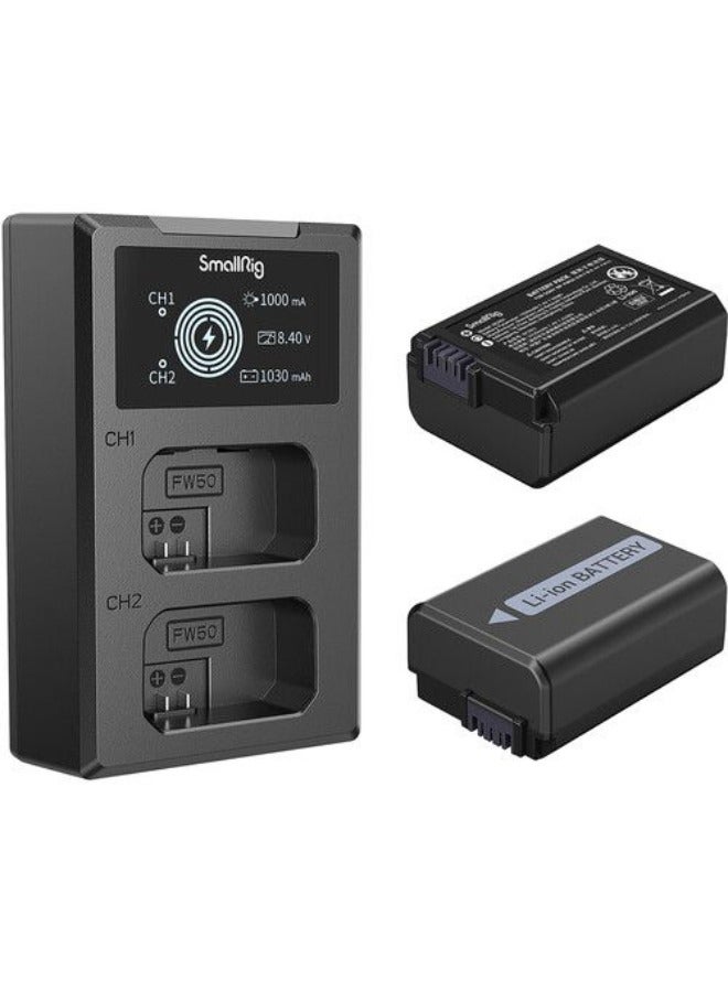 SmallRig NP-FW50 2-Battery Kit With Dual Charger