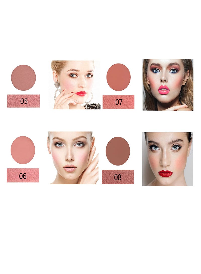 Blush Palette, Makeup 8 Color Contour and Highlight Blush Palette Matte Blush Powder Bright Shimmer Face Cosmetics Blusher Light Face Blush Palette with Blush Brush