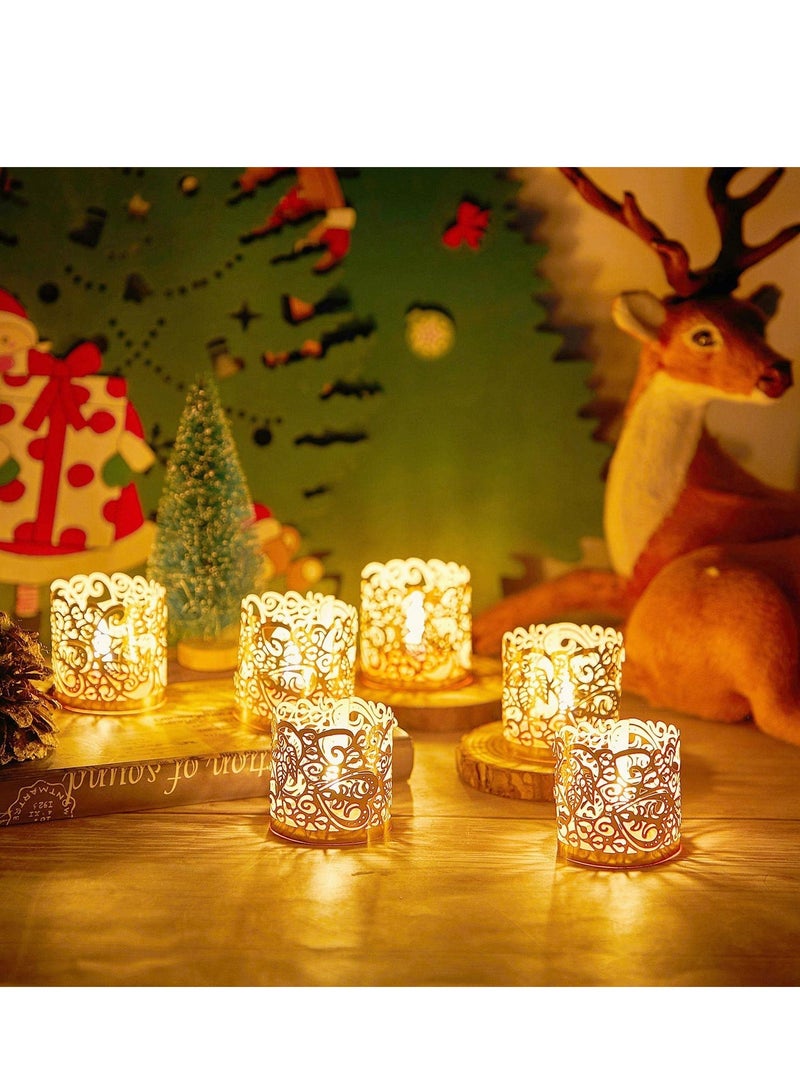 Tealight Votive Wrap Votive Candle Holders Laser Cutting Paper Candle Holder for Table LED Tealight Decor Party Wedding Gold 100 Pieces