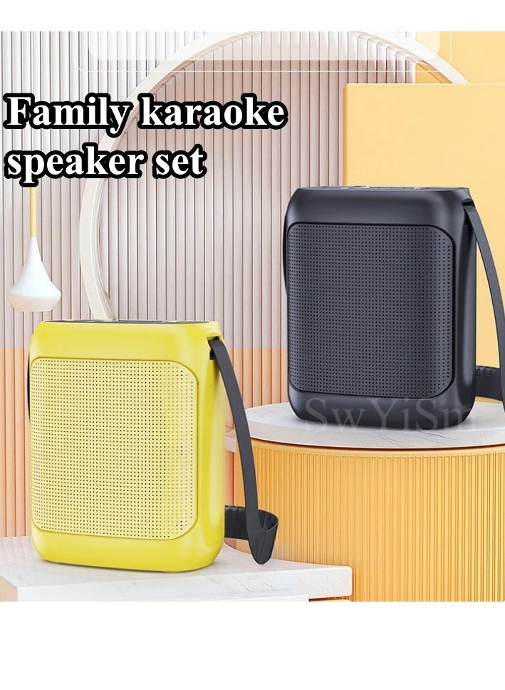 Outdoor Karaoke Straps Speaker with Dual UHF Wireless Bluetooth Mic Speaker with Microphone