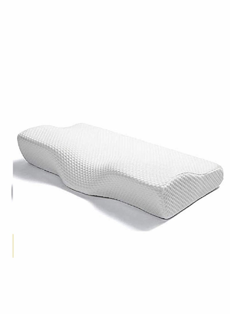 Memory Foam Pillow, Ergonomic Cervical Pillow for Neck Pain-Orthopedic Contour Pillow for Side Sleepers, Bed Pillow for Sleeping, Sleeper Shoulder Support Back Stomach (White, 50 * 30cm)