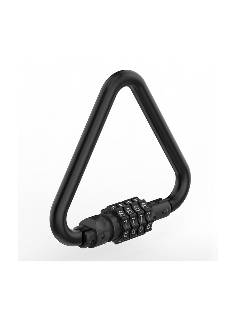 Combination Locks, Heavy Duty Carabiner Clip, 4-Digit Triangles-Shaped Code Combo Lock for Looped Bike Security Cable Lock, Suitcase Luggage, Travel Baggage Backpack Lock (1, Black)