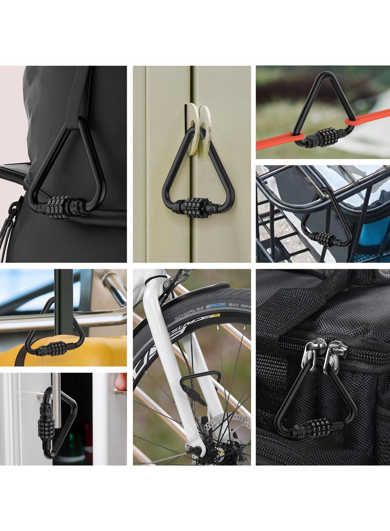 Combination Locks, Heavy Duty Carabiner Clip, 4-Digit Triangles-Shaped Code Combo Lock for Looped Bike Security Cable Lock, Suitcase Luggage, Travel Baggage Backpack Lock (1, Black)
