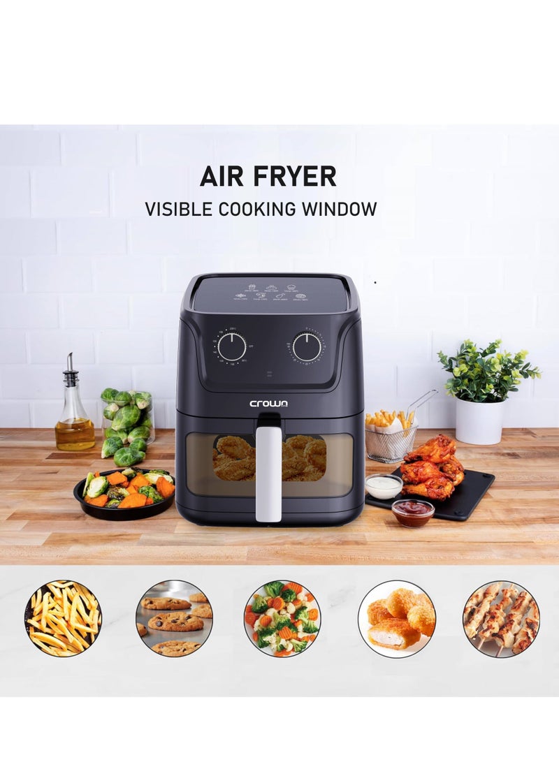 AF-396 Air Fryer w/Visible Cooking Window, Rapid Hot Air Circulation for Frying, Grilling, Broiling, Roasting, Baking & more, 5.5L/2.4kg Capacity, 80-200℃ Temp Range, 30-Min Timer 5.5 L 1500 W AF-396 Black