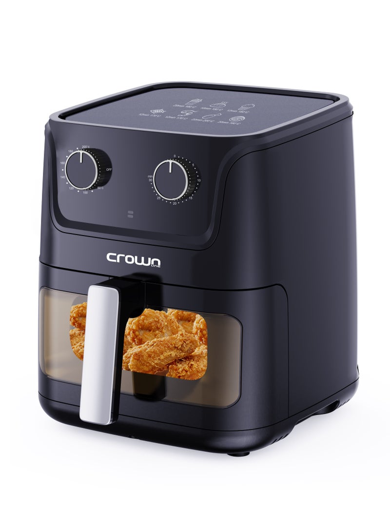AF-396 Air Fryer w/Visible Cooking Window, Rapid Hot Air Circulation for Frying, Grilling, Broiling, Roasting, Baking & more, 5.5L/2.4kg Capacity, 80-200℃ Temp Range, 30-Min Timer 5.5 L 1500 W AF-396 Black