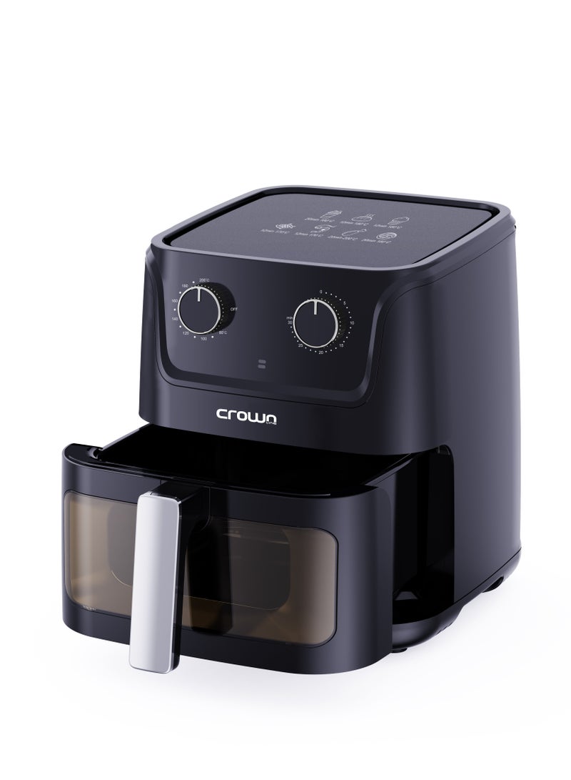 AF-396 Air Fryer w/Visible Cooking Window, Rapid Hot Air Circulation for Frying, Grilling, Broiling, Roasting, Baking & more, 5.5L/2.4kg Capacity, 80-200℃ Temp Range, 30-Min Timer 5.5 L 1500 W AF-396 Black