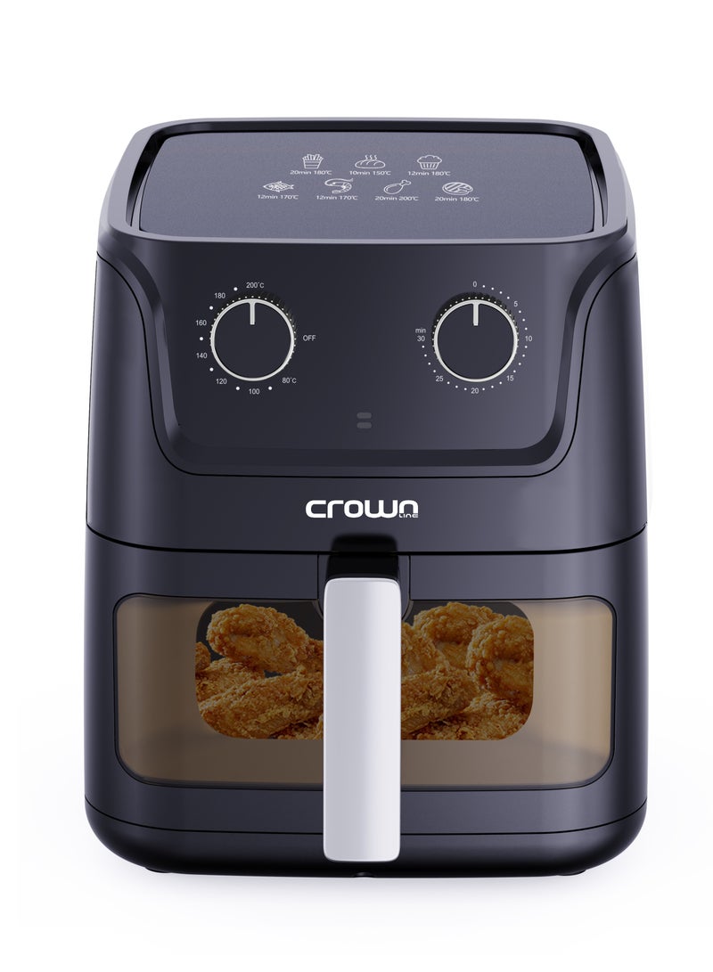 AF-396 Air Fryer w/Visible Cooking Window, Rapid Hot Air Circulation for Frying, Grilling, Broiling, Roasting, Baking & more, 5.5L/2.4kg Capacity, 80-200℃ Temp Range, 30-Min Timer 5.5 L 1500 W AF-396 Black