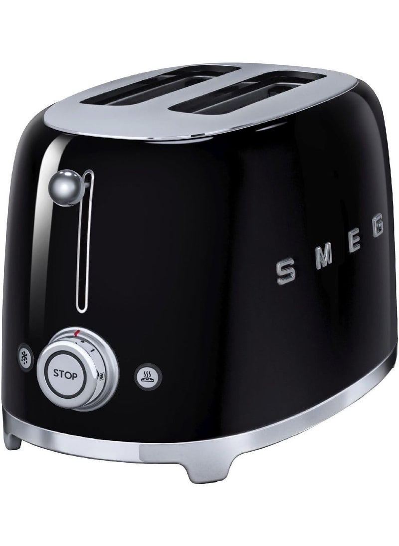 Smeg Tsf01Bluk Retro 2 Slice Toaster, 6 Browning Levels, Extra-Wide Bread Slots, Defrost And Reheat Functions, Removable Crumb Tray, 950 W, Black