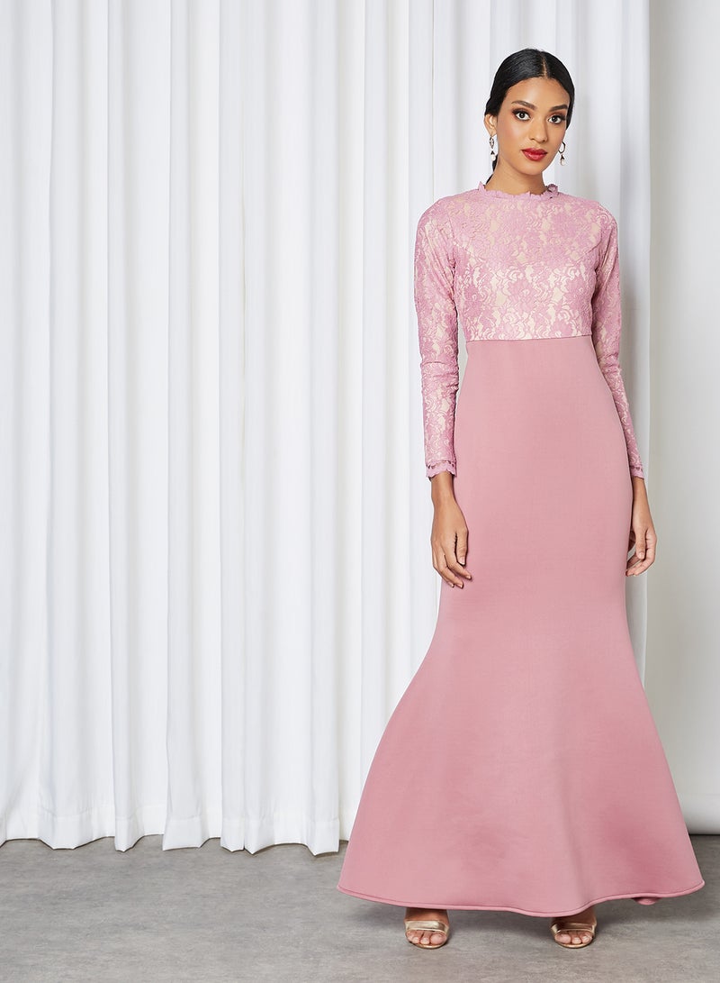 Lace Bodice Dress Pink