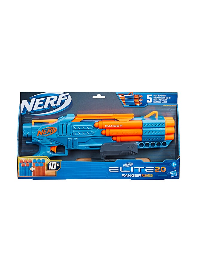 Elite 2.0 Ranger Pd-5 Blaster, 5-Barrel Blasting, 10 Elite Darts Easy To Use Dart Storage Pump Action Customizing Capabilities