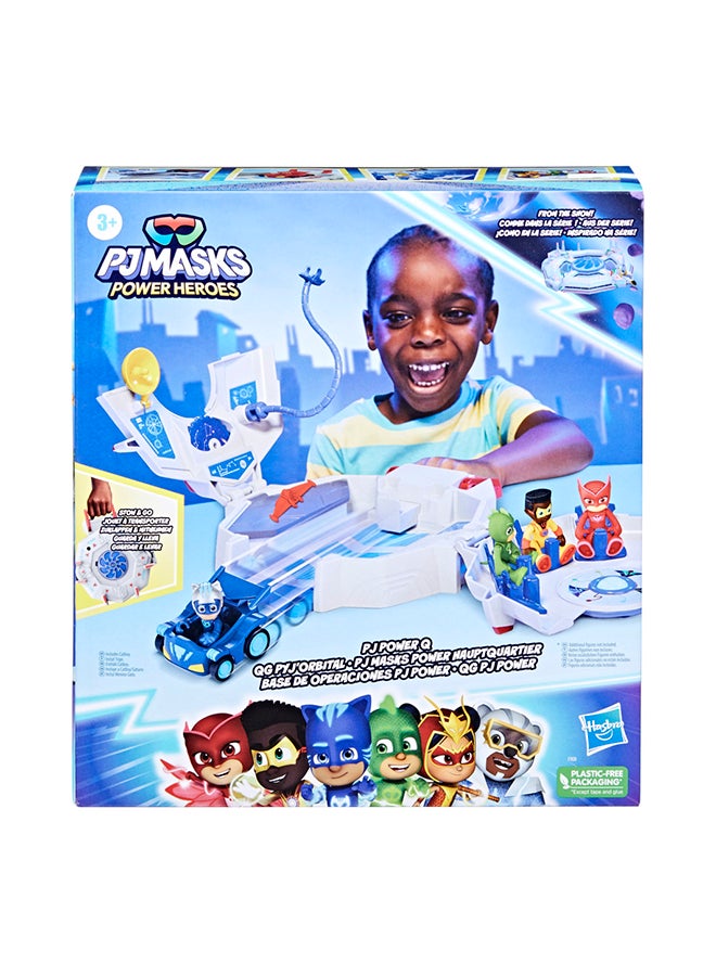 Power Heroes PJ Power Q Playset, PJ Masks Headquarters Set with Car and Figure, Superhero Toys for 3 Year Old Boys and Girls and Up