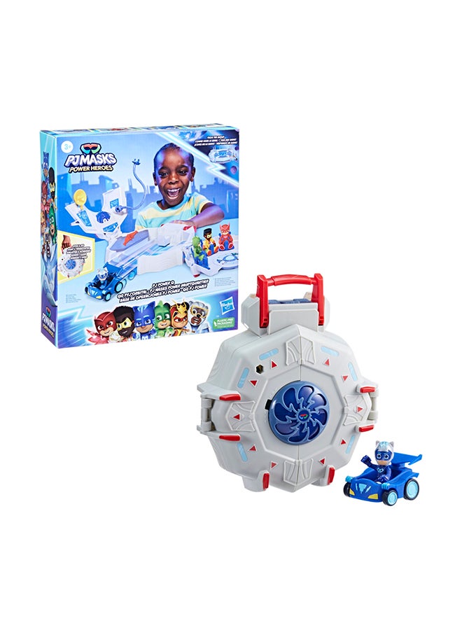 Power Heroes PJ Power Q Playset, PJ Masks Headquarters Set with Car and Figure, Superhero Toys for 3 Year Old Boys and Girls and Up