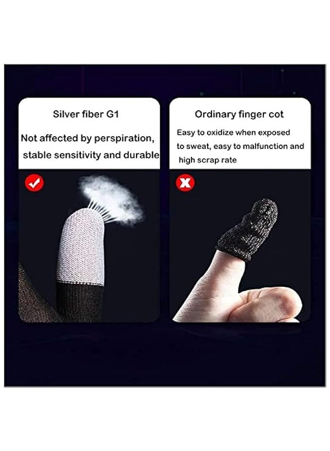Gaming Gloves, Gaming Finger Sleeves, Anti-Sweat Breathable, Thumb Sleeves for Highly Sensitive Nano-Silver Fiber Material + Nylon, for PUBG Mobile Phone Games Accessories
