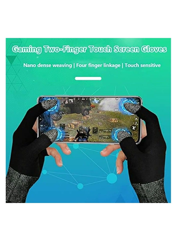 Gaming Gloves, Gaming Finger Sleeves, Anti-Sweat Breathable, Thumb Sleeves for Highly Sensitive Nano-Silver Fiber Material + Nylon, for PUBG Mobile Phone Games Accessories