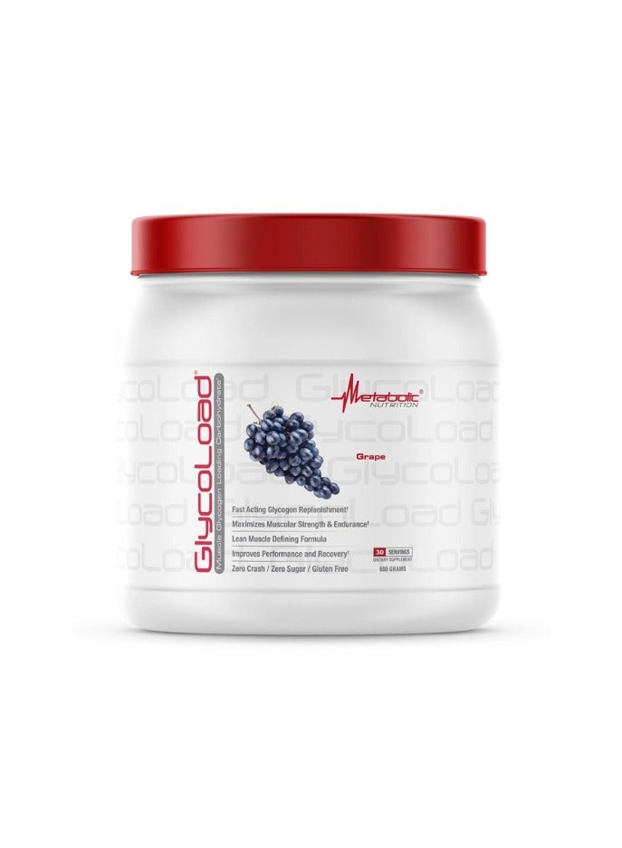 Glycoload, 100% Micronized Cyclic Cluster Dextrin Carbohydrate Powder, Muscle Glycogen Loading Carbohydrate 600g Grape