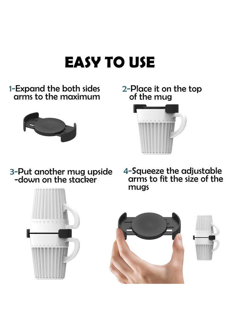 Coffee Mug Organizer, Mug Organizer for Cabinet Kitchen Cabinet Shelf Organizer Coffee Mug Organizers and Storage for Tea Cup Stacker Coffee Mug Stacker Save Space Cup Organizer, 6 Pcs