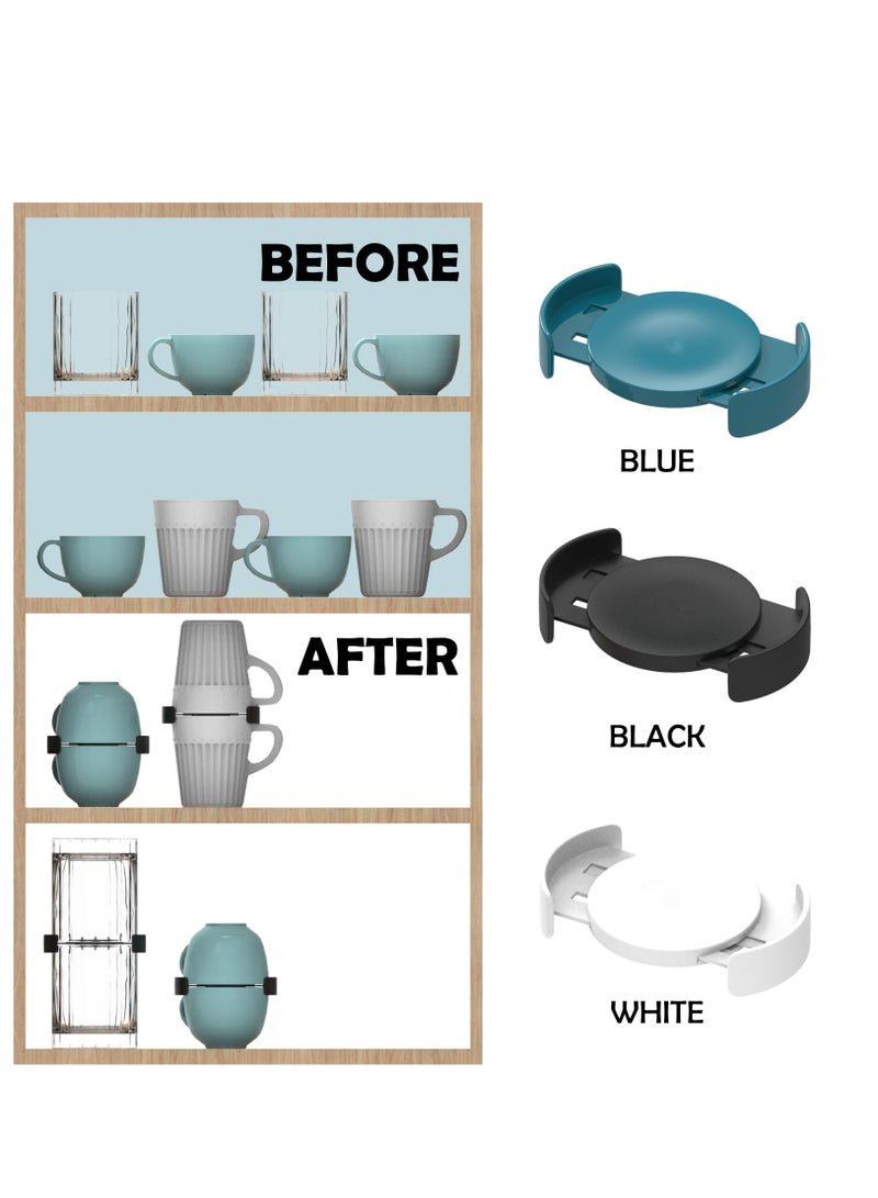 Coffee Mug Organizer, Mug Organizer for Cabinet Kitchen Cabinet Shelf Organizer Coffee Mug Organizers and Storage for Tea Cup Stacker Coffee Mug Stacker Save Space Cup Organizer, 6 Pcs