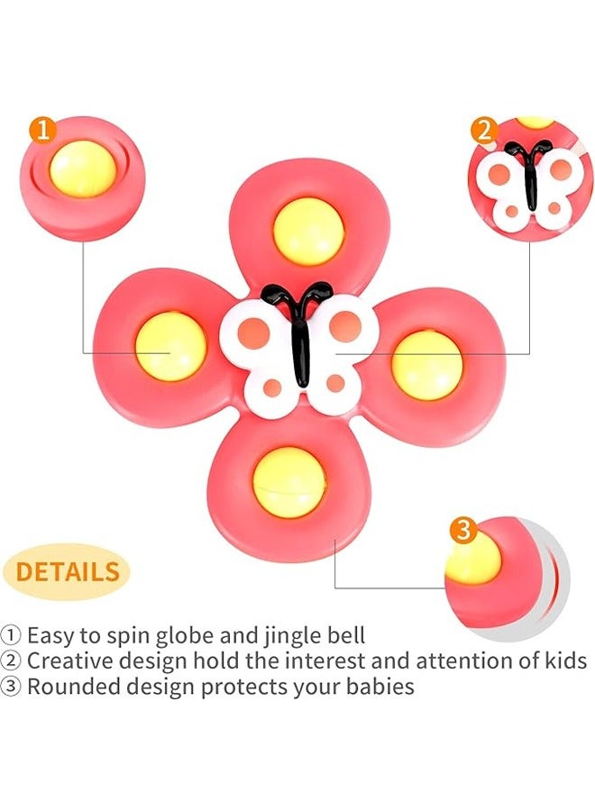 3-PCS Suction Cup Spinner Toys for 1 Year Old Boy Girl|Spinning Top Baby Toys 6-12-18 Months|1-2 Year Old Boy Birthday Gift|Baby Bath Toys for Kids Ages 1-3|Sensory Toys for Toddlers 1-3