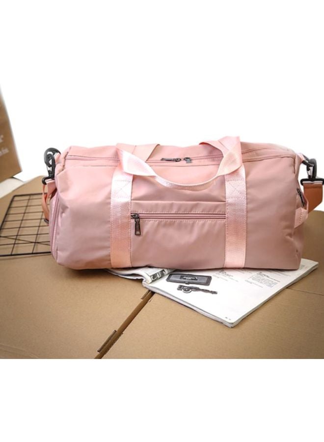 Zipper Closure Duffel Bag Pink/White