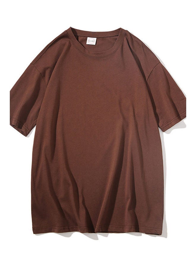 Loose Fit Solid T-Shirt Coffee