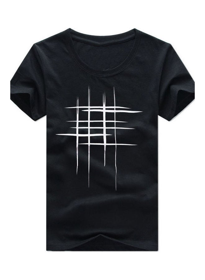 Line Cross Printed T-Shirt Black/White