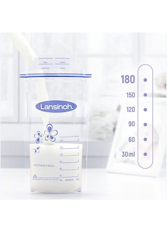 100-Piece Breastmilk Storage Bags, 180ML, Easy to Use Breast Milk Storage Bags for Feeding, Baby Essentials, Presterilized, Hygienically Doubled-Sealed for Freezing & Refrigeration