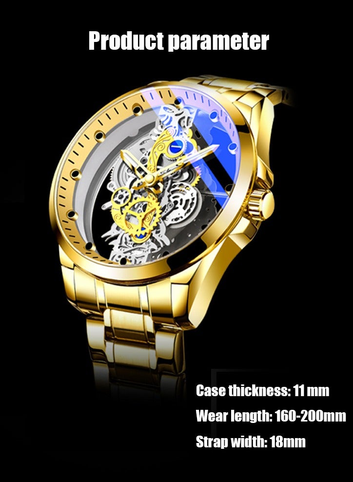 Men's watch Double-sided Transparent Hollow Automatic Mechanical Watch Waterproof Luminous Quartz Watch