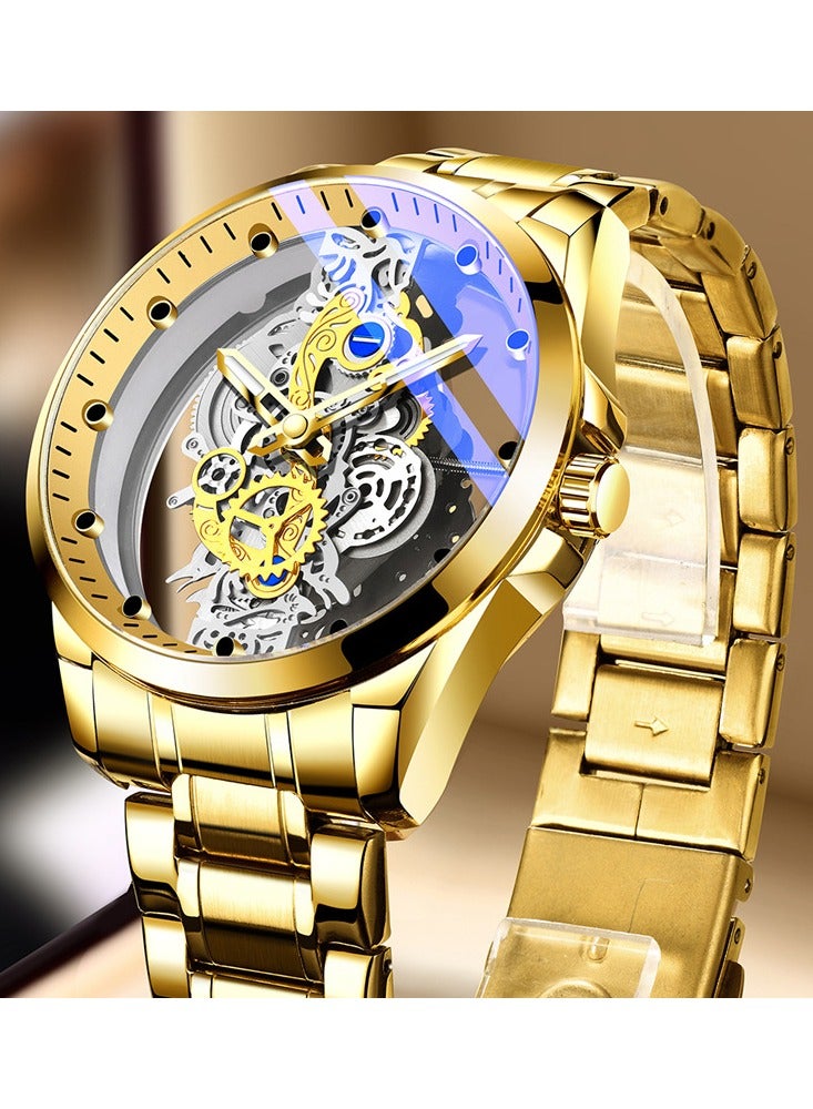 Men's watch Double-sided Transparent Hollow Automatic Mechanical Watch Waterproof Luminous Quartz Watch