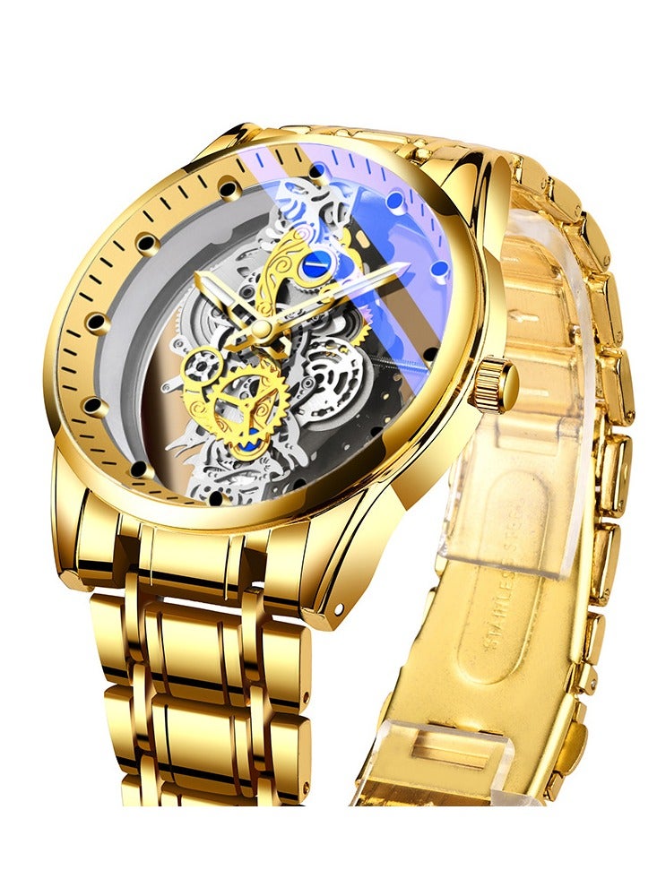 Men's watch Double-sided Transparent Hollow Automatic Mechanical Watch Waterproof Luminous Quartz Watch