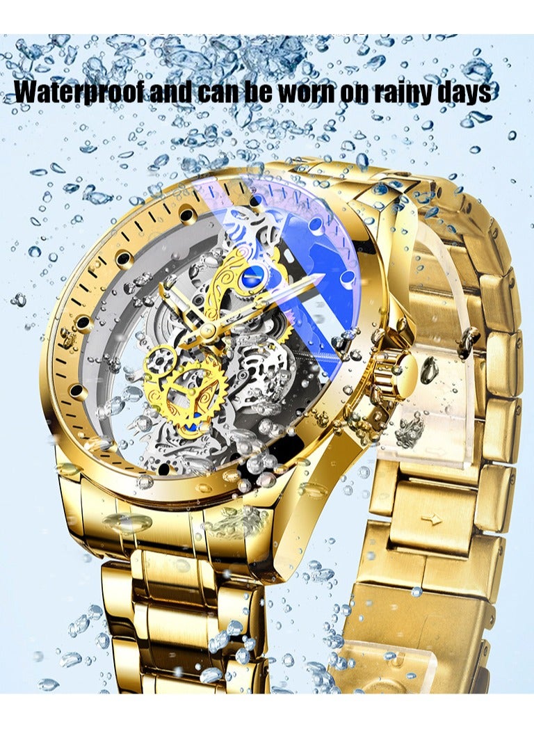 Men's watch Double-sided Transparent Hollow Automatic Mechanical Watch Waterproof Luminous Quartz Watch