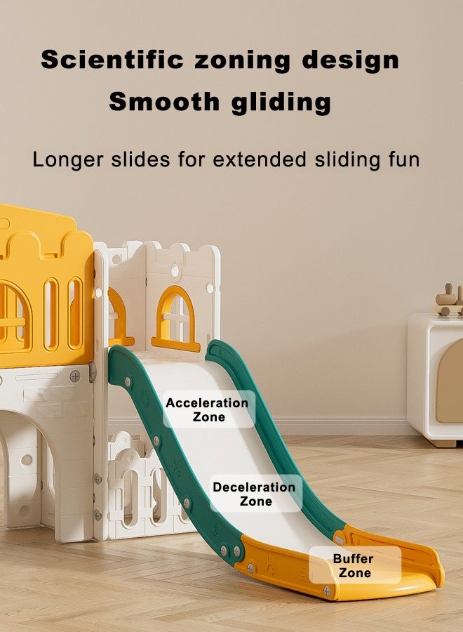 Toddler Slide Set,Indoor Sliding Toy for Kids with Climber,Basketball Hoop,Tunnel and Storage Space Outdoor Playground for Children