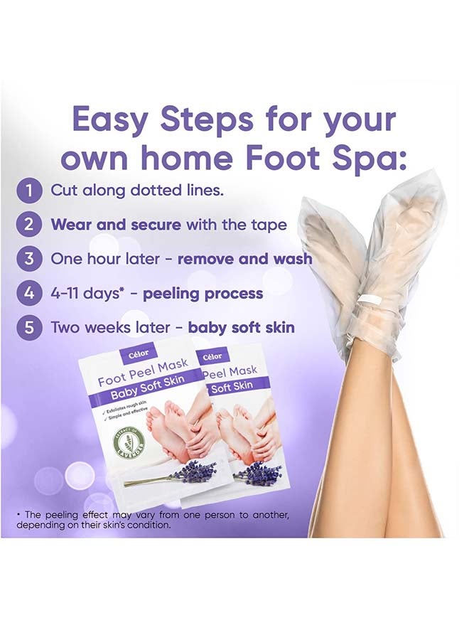 Foot Peeling Mask | Skin Care Pedicure Foot spa - Foot Mask & Foot Callus Remover with Aloe Vera Extract for Baby Soft Skin | Woman & Man | Remove Dead Skin, Cracked Feet & Callus | Lavender (2 Pairs)