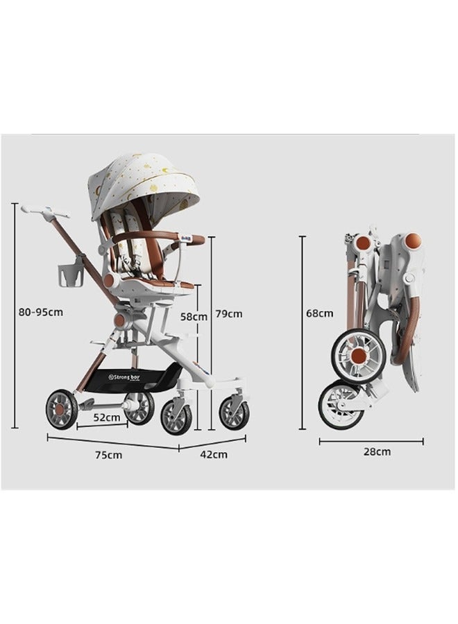 4 Wheels Baby Stroller Lightweight Quick One Hand Fold With Top Tray