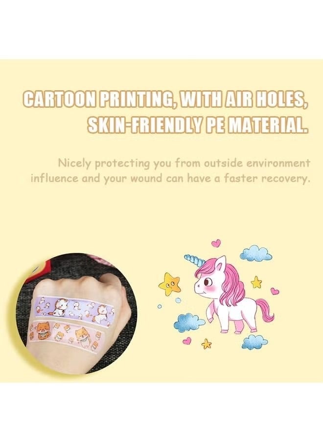120 Pcs Cartoon Bandages Strips Band Aid, PE Material Hemostatic Waterproof Adhesive Bandages Strips Combination Pack, Cuts Scrapes First Aid Bandages for Family (Colorful)