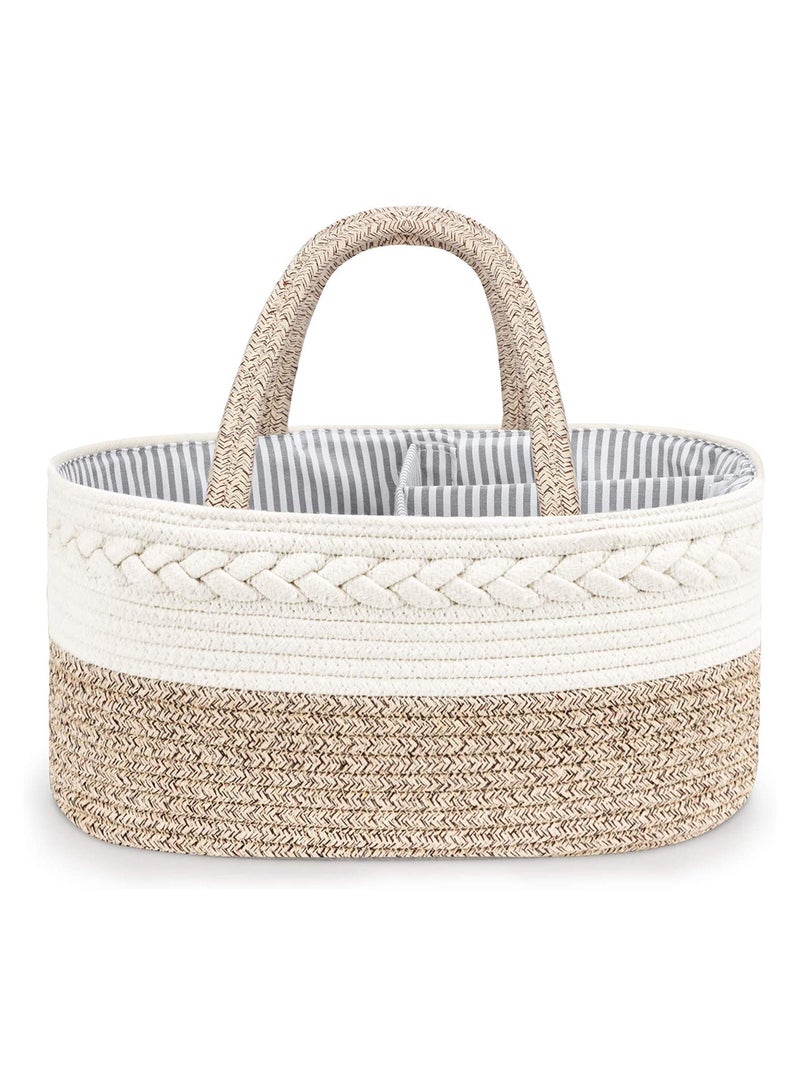 Cotton Rope Diaper Caddy - Ivory