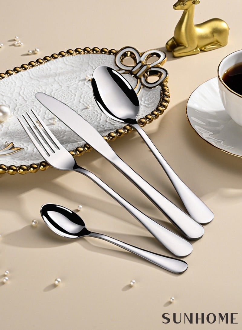 SUNHOME 24-Piece Stainless Steel Cutlery Set Silver