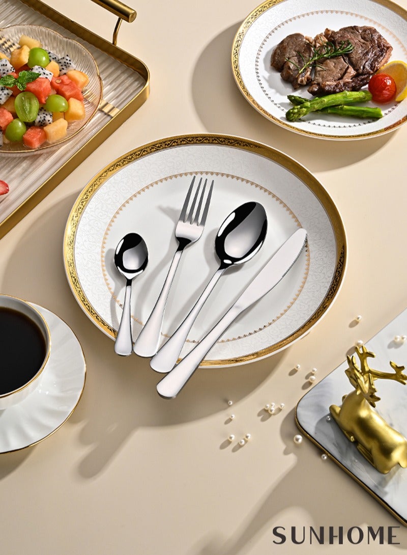 SUNHOME 24-Piece Stainless Steel Cutlery Set Silver